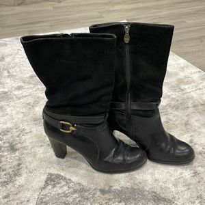Circa Joan & David, Leather/Suede Black Boots, Size 8